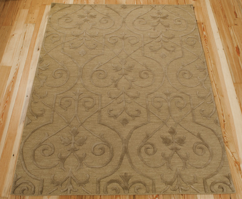 Tapis abstrait en laine noué à la main Veney, Rectangle 7 pi 9 po x 9 pi 9 po