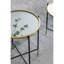 Ensemble de 2 tables d'appoint en fer doré et noir avec plateau en verre
