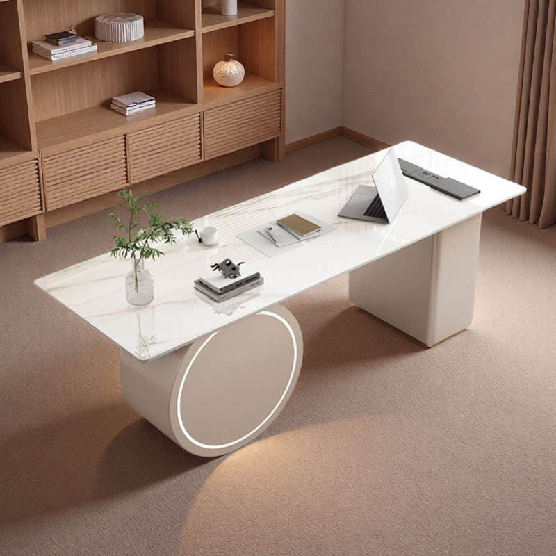 Bureau ardoise moderne crème de luxe, H 29,5 po x l 70,9 po x P 27,6 po