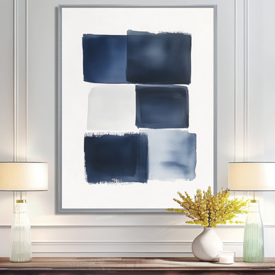 Navy Blue Canvas, Indigo Abstract Wall Art, Vutech