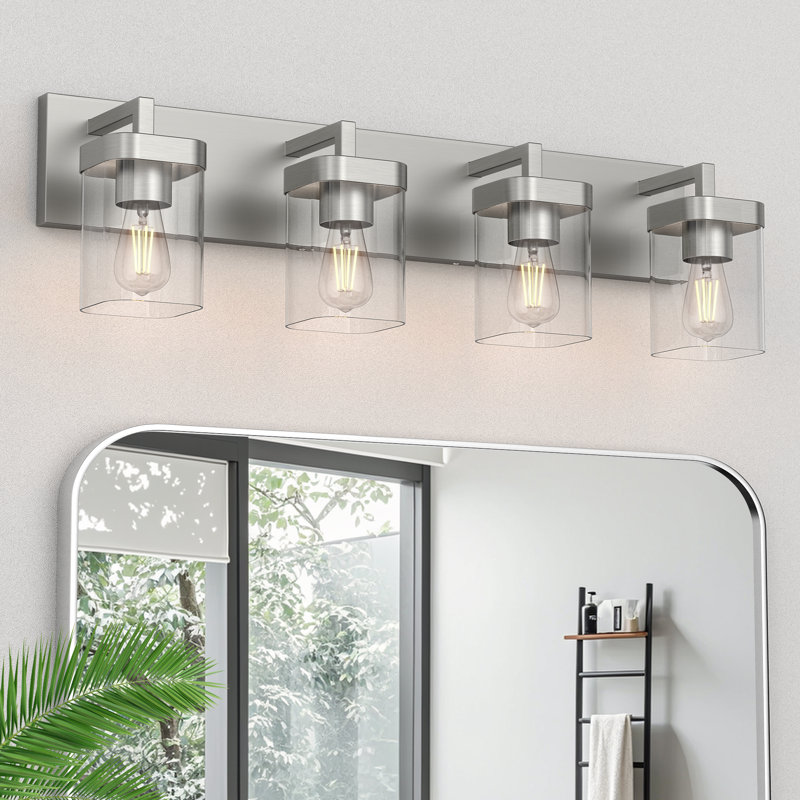 Éclairage pour meuble-lavabo à 4 lumières à intensité variable Krisstina, Brushed Nickel, Quatre lumières