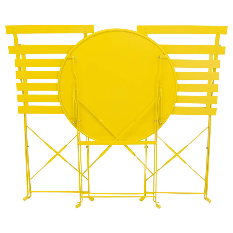 Eztli 2 - Person Patio Dining Set Round Table, Yellow