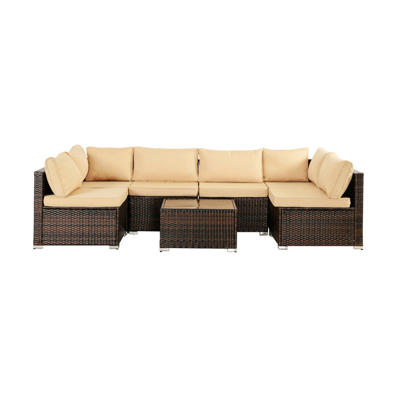 Ensemble de mobilier d'extérieur en osier PE, canapé modulaire en rotin de patio avec coussins
