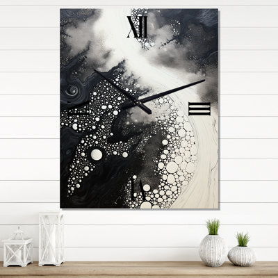 Blanc abstrait Coral River II - Horloge murale corail