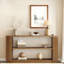 Console avec tablette ouverte et grain de bois élégant-335112527