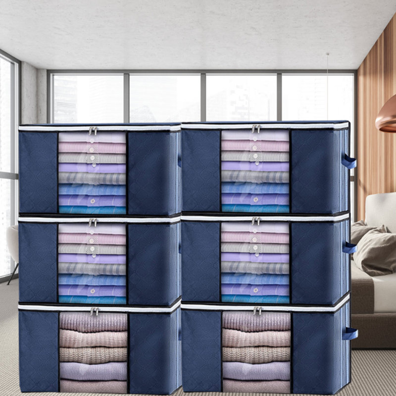 Rangement pour vêtements, sac de rangement pour couverture pliable, Bleu