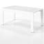 Table basse d'extérieur rectangulaire moderne en aluminium blanc de 43 pouces, résistante aux intempéries, plateau robuste et fiable, adaptée à plusieurs espaces.