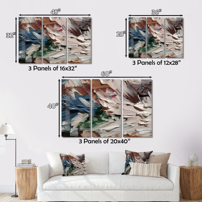 Autumn Joy, peinture à l'huile abstraite 3 pièces, H 40 po x l 60 po x P 1 po