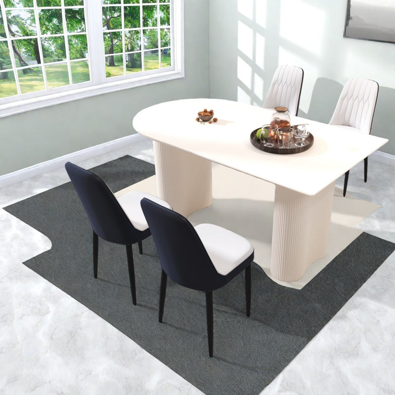 Ensemble de table de salle à manger moderne en MDF avec chaises en polyuréthane, parfait pour la maison et la cuisine