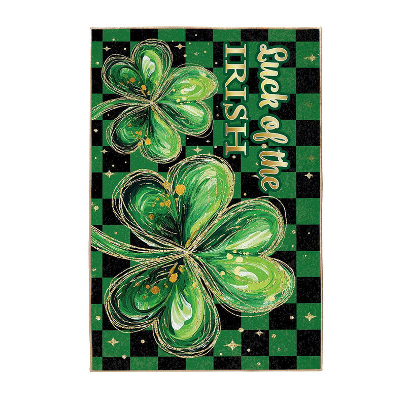 Tapis d'entrée antidérapant, paillasson pour la Saint-Patrick, Trèfle 07, L 16 po x L 24 po