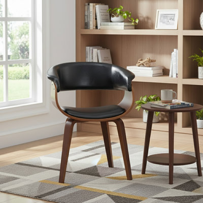 Baumgartner 18.1'' H Polyurethane Upholstered Walnut Armchair