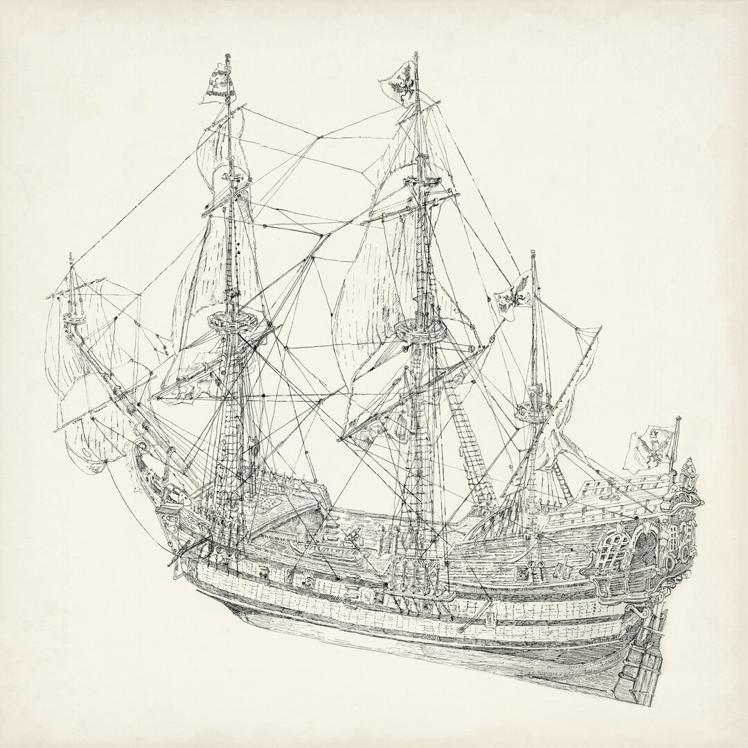 Leinwandbild Antique Ship Sketch I von Richard Foust