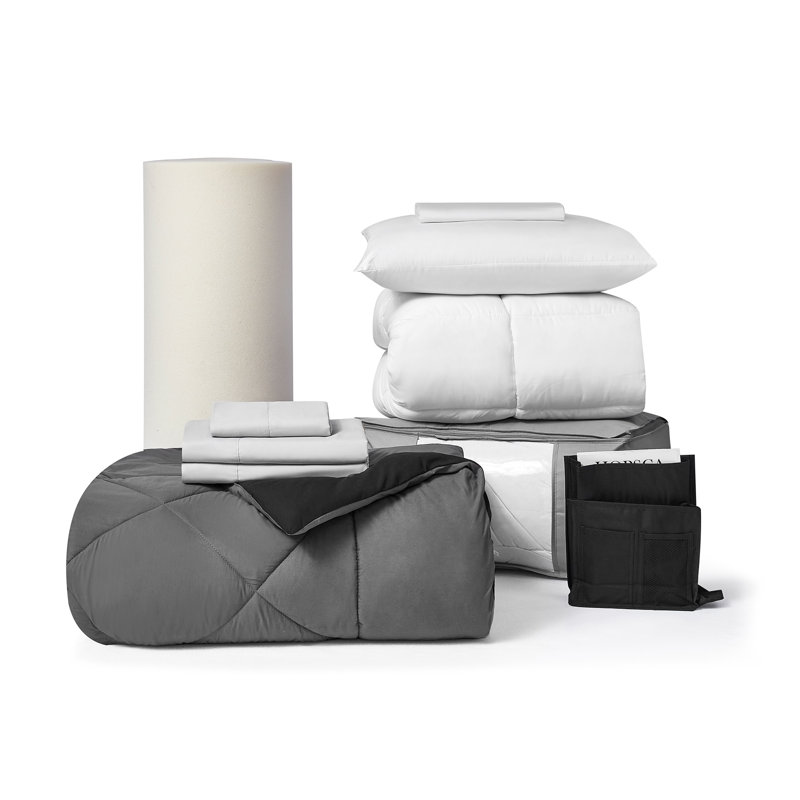 Ensemble de literie haut de gamme pour 11 dortoirs haut de gamme - noir / bleu marine Nightfall, Gris/noir