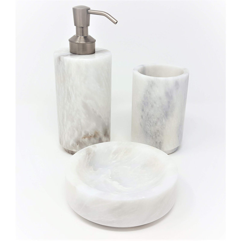 Ensemble d’accessoires de salle de bain en marbre poli 3 pièces Mossley