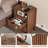 Mid-Century Modern Fluted Nightstand Set of 2, Walnut Wood Nightstands with Charging Station,  Bedside Table Set of 2 for Bedroom, 15.8"D x 11.8"W x 23.4"H-1833551352