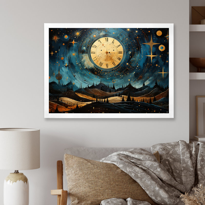 Astrologie étoilée de l'oracle, reproduction encadrée sur toile, H 34 po x l 44 po x P 1,5 po, Cadre photo blanc