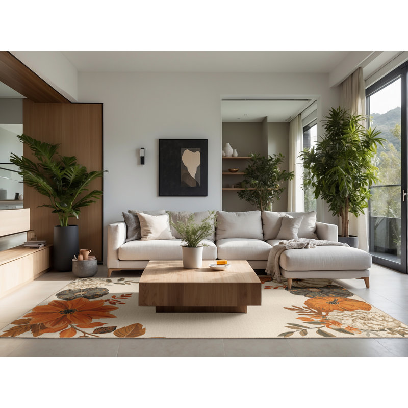 Tapis beige moelleux et moelleux à motif abstrait moderne et contemporain Farris - reliure beige, 2 x 4