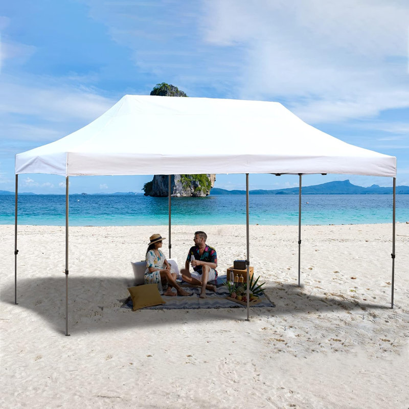 10' X 20' Pop Up Canopy Tent, Instant Canopy With Roller Bag & Sand Bags, Outdoor Canopies For Events White, White