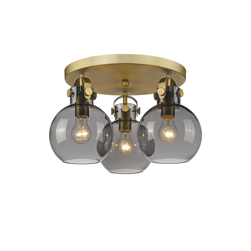 Plafonnier encastré 3 lumières Slocomb, Laiton brossé, Plaqué couleur fumée