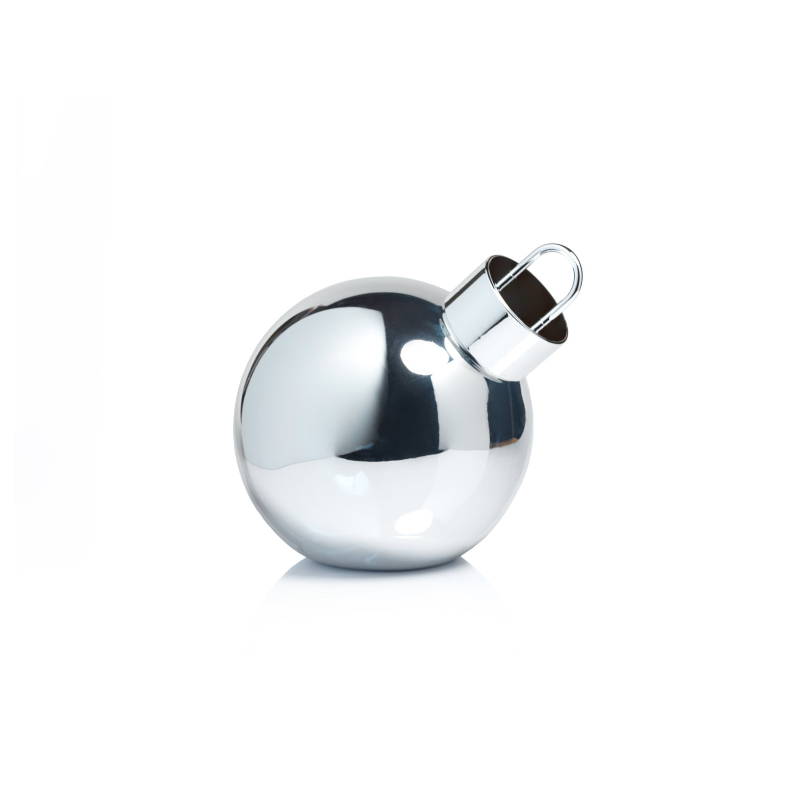 Lighted Glass Slanted Ball Christmas Ornament , 9.75" H x 9.75" W x 9.75" D, Silver