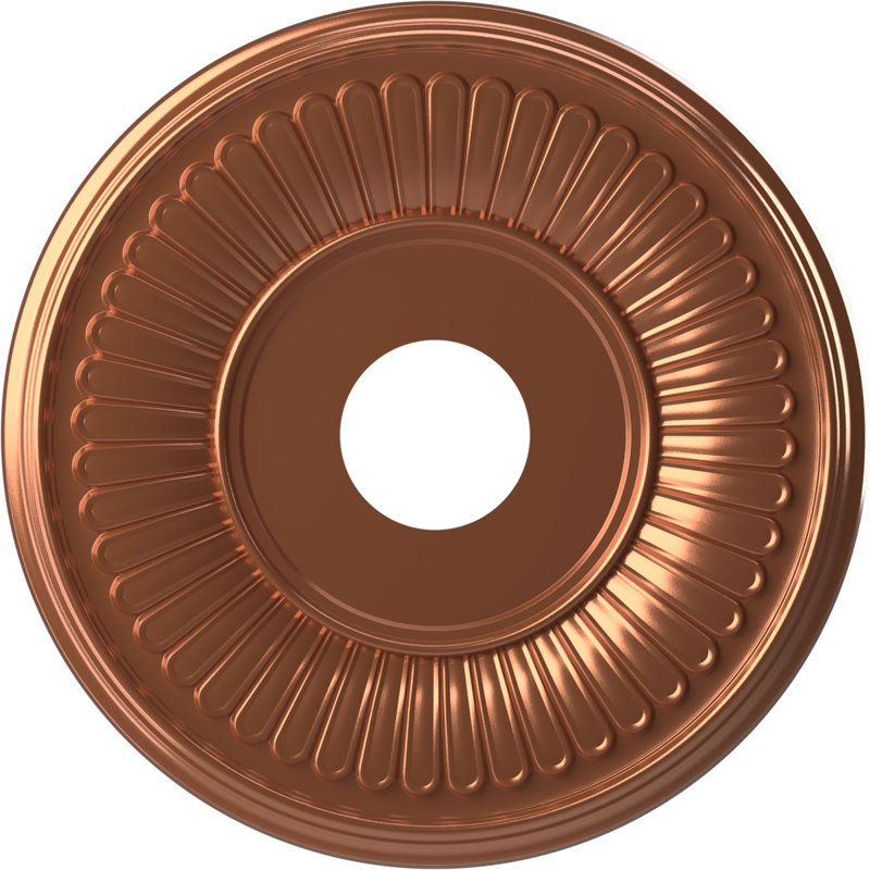 Médaillon de plafond Berkshire en PVC thermoformé, Cuivre brillant, H 10 po x l 10 po x P 0,75 po