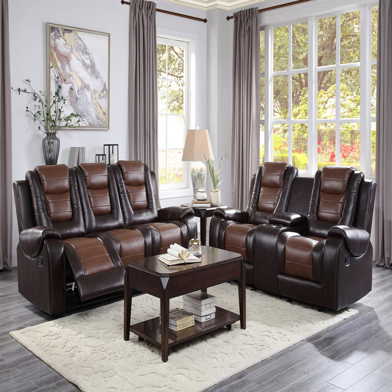 Ensemble de canapé 2 pièces Modern Living, Similicuir brun foncé et brun clair