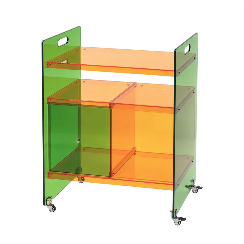 Armoire de rangement en acrylique à 3 niveaux avec portes coulissantes 30 po