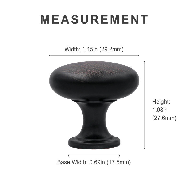 Bouton rond en bronze huilé de 30 mm de diamètre (1 3/16 po) de la collection Classic, Bronze frotté à l'huile