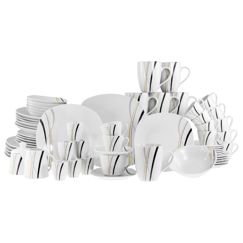 Square Piece Porcelain Dinnerware Set - Service for 6
