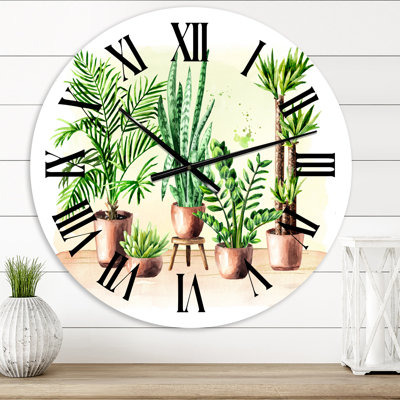 Plantes d'intérieur d'intérieur I - horloge murale traditionnelle