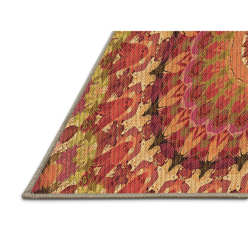 Tapis 100% orange à motif lavable à la machine 2989, Rectangle 6 pi x 9 pi