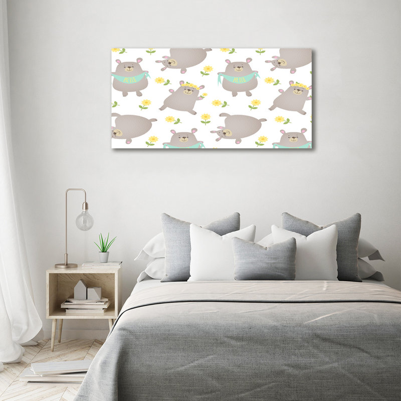 Teddy Bears Illustration - Wrapped Canvas Print