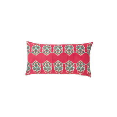 Parakeets Hot Pink/Green Lumbar Pillow