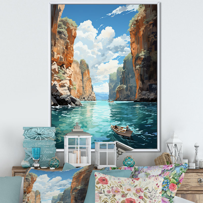 Falaises de Krabi, Lanese, Thaïlande, sur toile, H 40 po x l 30 po x P 1,5 po, Cadre flottant blanc