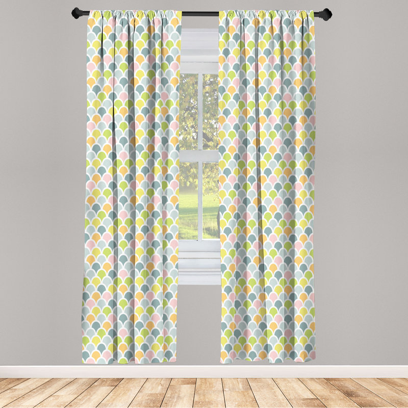 Multicolore George Oliver, rideaux abstraits demi-cercles en pastel, L 28 po x L 95 po