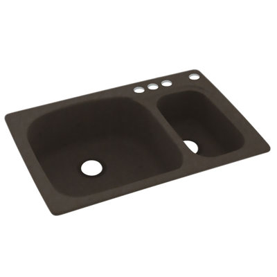 33'' L Mounting / Installation Required Double Bowl Solid Surface Kitchen Sink