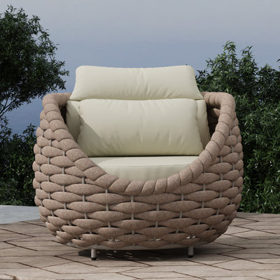 Pingel PVC-Coated Polyester Rope Aluminum Frame Outdoor Lounge Chair for Cabin Proch Deck Balcony Poolside Garden