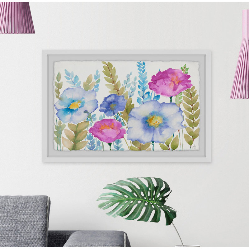 Bountiful Blooms by Marmont Hill - Single Picture Frame Painting, 20 cm H x 30 cm W x 4 cm D, White Framed with Deckled Edges