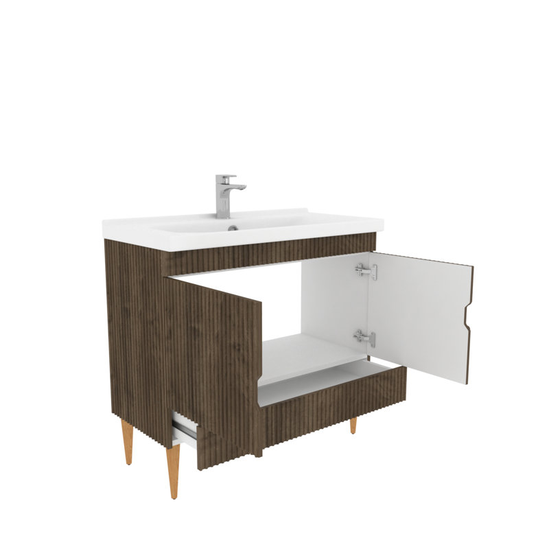 Sahra Bathroom Vanity, Walnut, 100cm
