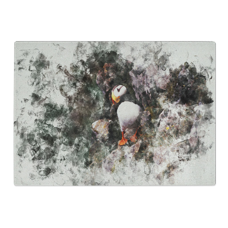 Atlantic Puffin Birds Vol.1 Watercolour Chopping Board, 0.4cm H x 28.5cm W x 39cm L