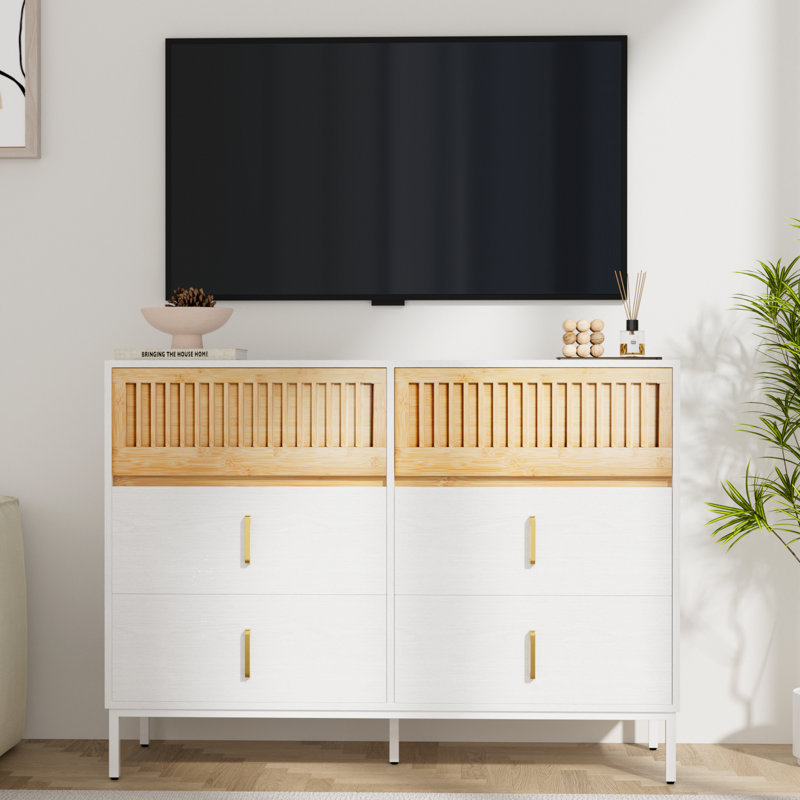 Commode double 6 tiroirs Cejas, Blanc