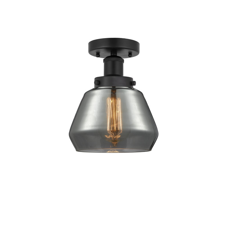 Plafonnier semi-encastré en verre Cahn, Noir mat, Plaqué couleur fumée