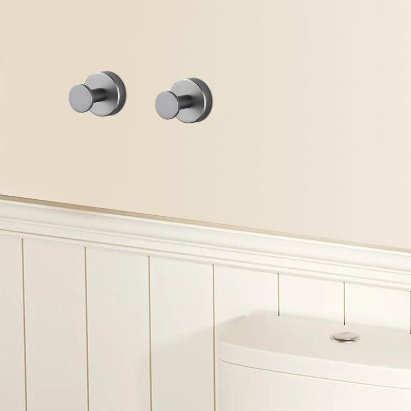 2 Pieces Knob Round Base Wall-Mount Robe/Towel Hook In Gun Gray