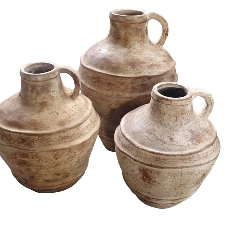 Angis Earthenware Decorative Urns & Jars, Natural, 18" H x 13.7" W x 13.7" D
