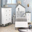 Ensemble de chambre à coucher 3 pièces avec lit plateforme simple avec table de chevet et commode, gris-107130636
