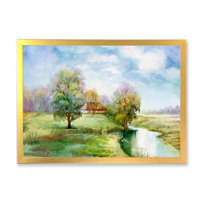 «Countryroad in prochaine to Tree in the Green», peinture sur toile encadrée