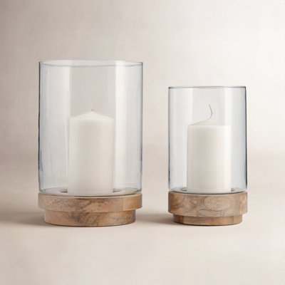 Mango Wood Hurricane Candle Holder