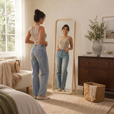 Arched Full Length Mirror With Stand, Wall-Mounted Or Leaning Design