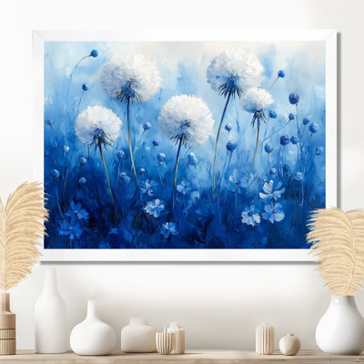 Doux pissenlit lueur dans l'aquarelle Blues II - Pissenlit, art mural