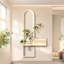 Crème à DEL arche de grès hydroponique verdure art mural - décor de couloir d'entrée-387532033-387532036